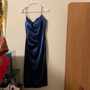 Silky Navy Blue Dress